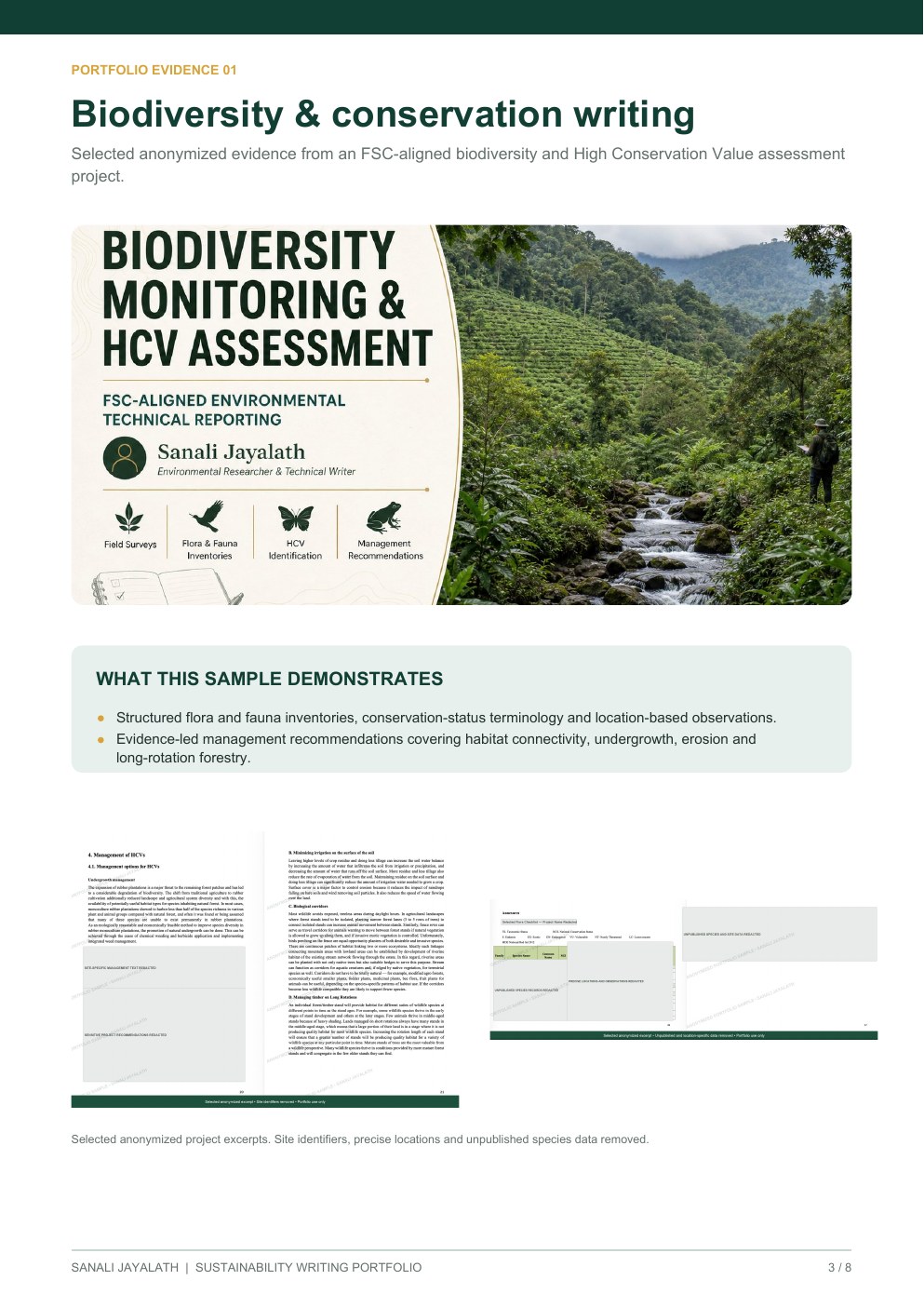Page 3 of Sanali Jayalath's sustainability writing portfolio