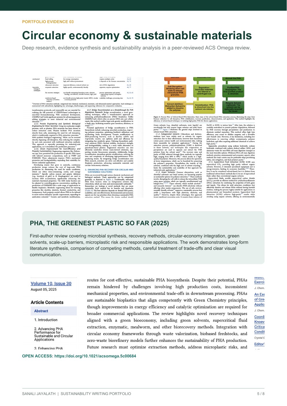 Page 5 of Sanali Jayalath's sustainability writing portfolio